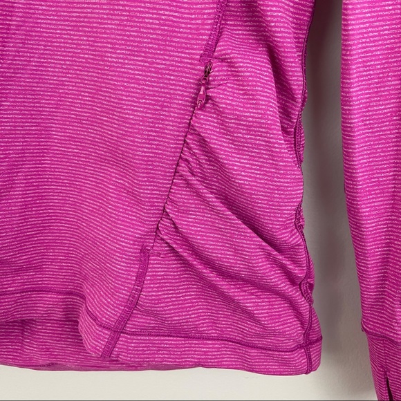 LULULEMON Tonka Stripe Heathered Raspberry Pink Kriss Cross 1/2 Zip Jacket - Picture 8 of 13